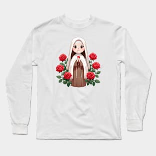 St Therese of Lisieux Little Flower Rose Catholic Saint Long Sleeve T-Shirt